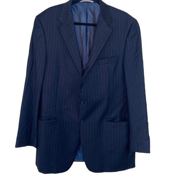Hickey Freeman Lindsey Men's Sport Coat Blue 44 XLG PinStripe Wool Two Button